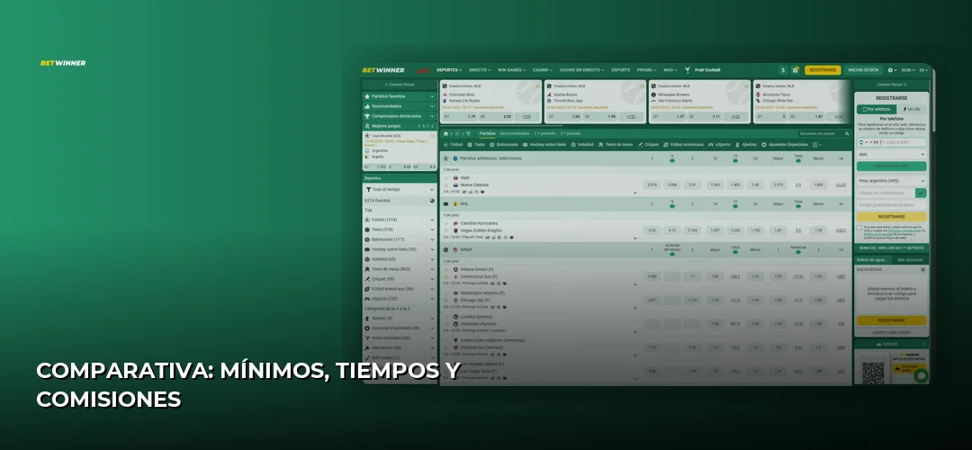 Comparativa: mínimos, tiempos y comisiones