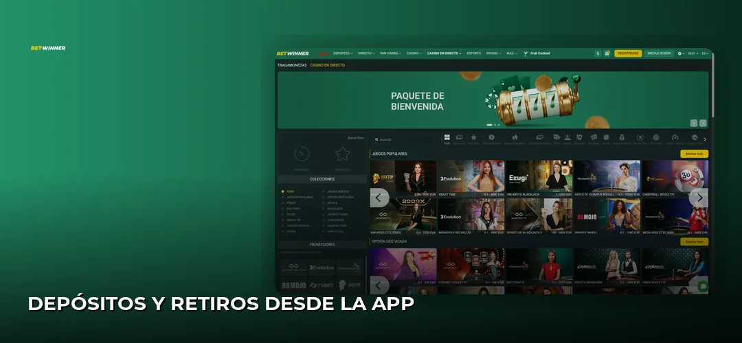 Depósitos y retiros desde la app