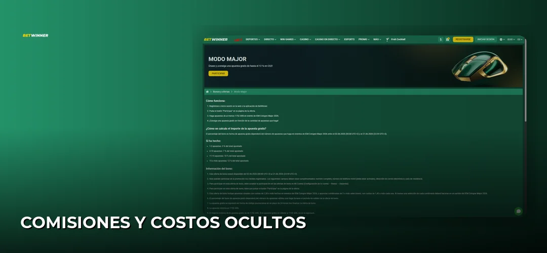 Comisiones y costos ocultos